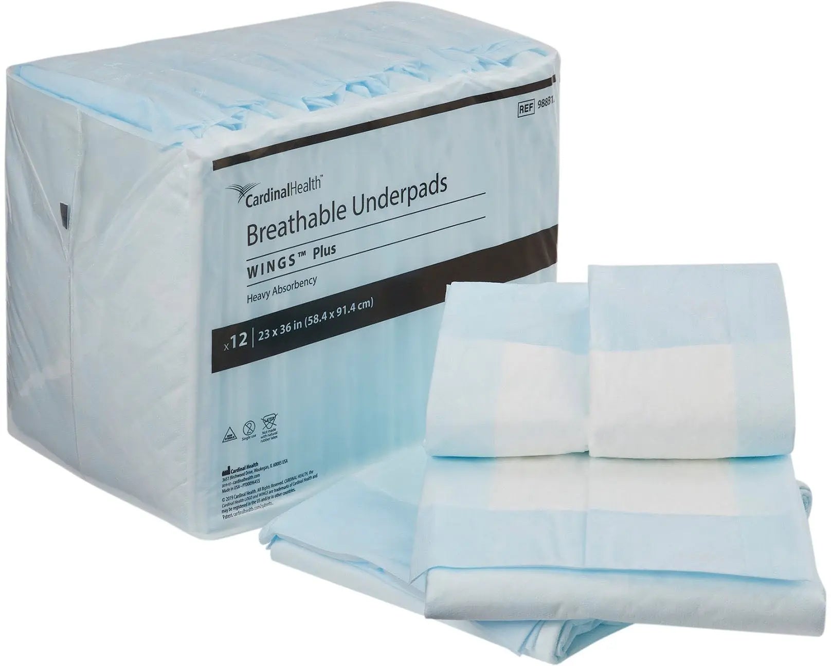 Cardinal Health 30x36 Heavy Absorbency Wings Disposable Underpads