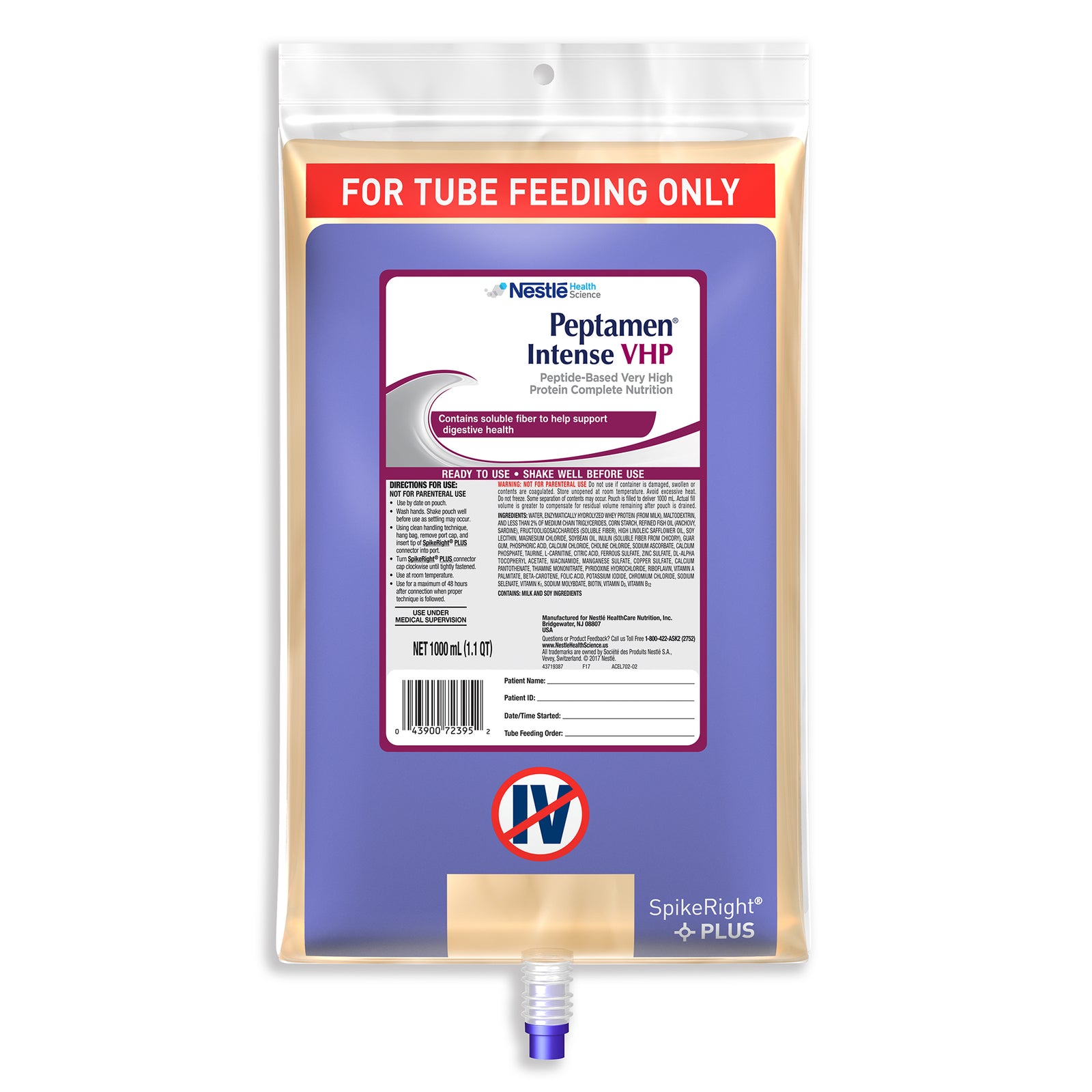 Peptamen VHP Intense Unflavored Tube Feeding Formula