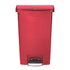 Slim Jim Step-On Trash Can, Red, 13 Gallon