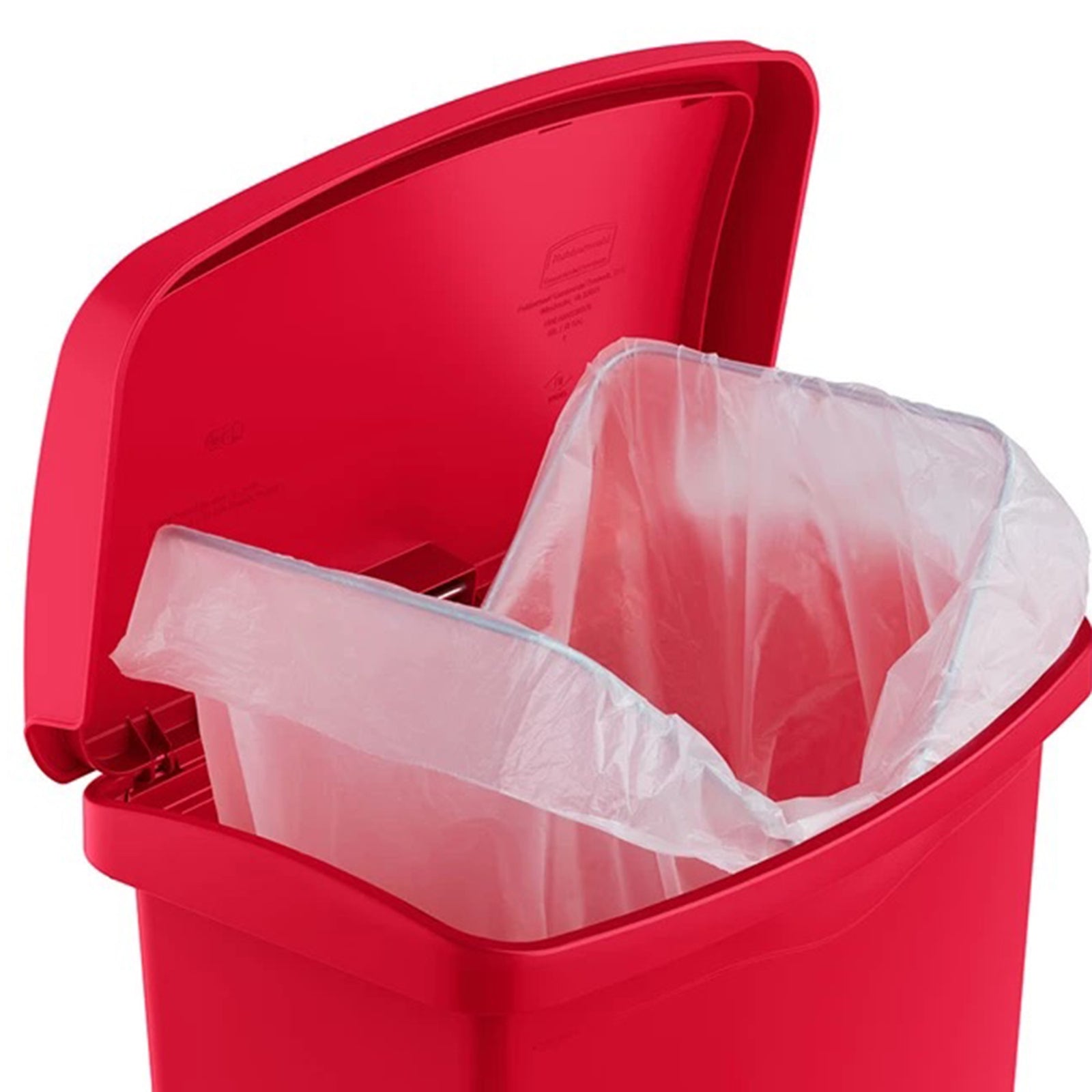 Slim Jim Step-On Trash Can, Red, 13 Gallon