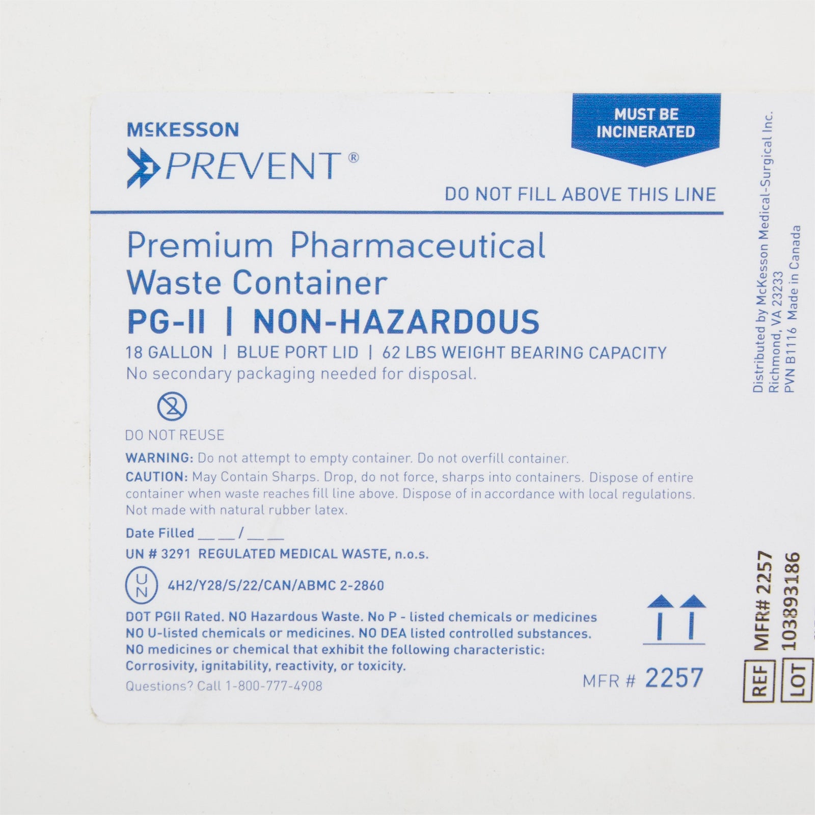 McKesson Prevent® Pharmaceutical Waste Container