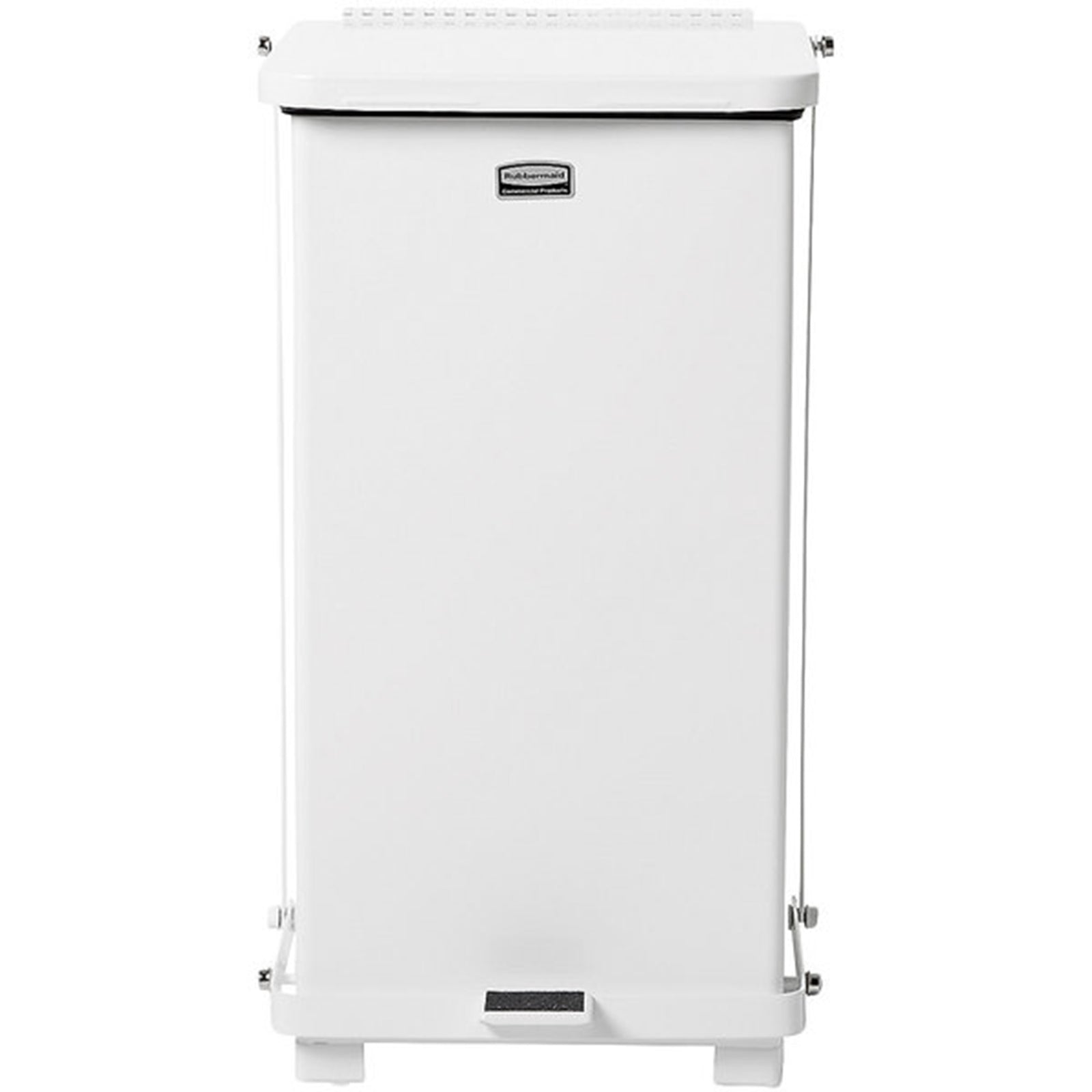 Rubbermaid Defenders 48 Quart White Steel Square Trash Can