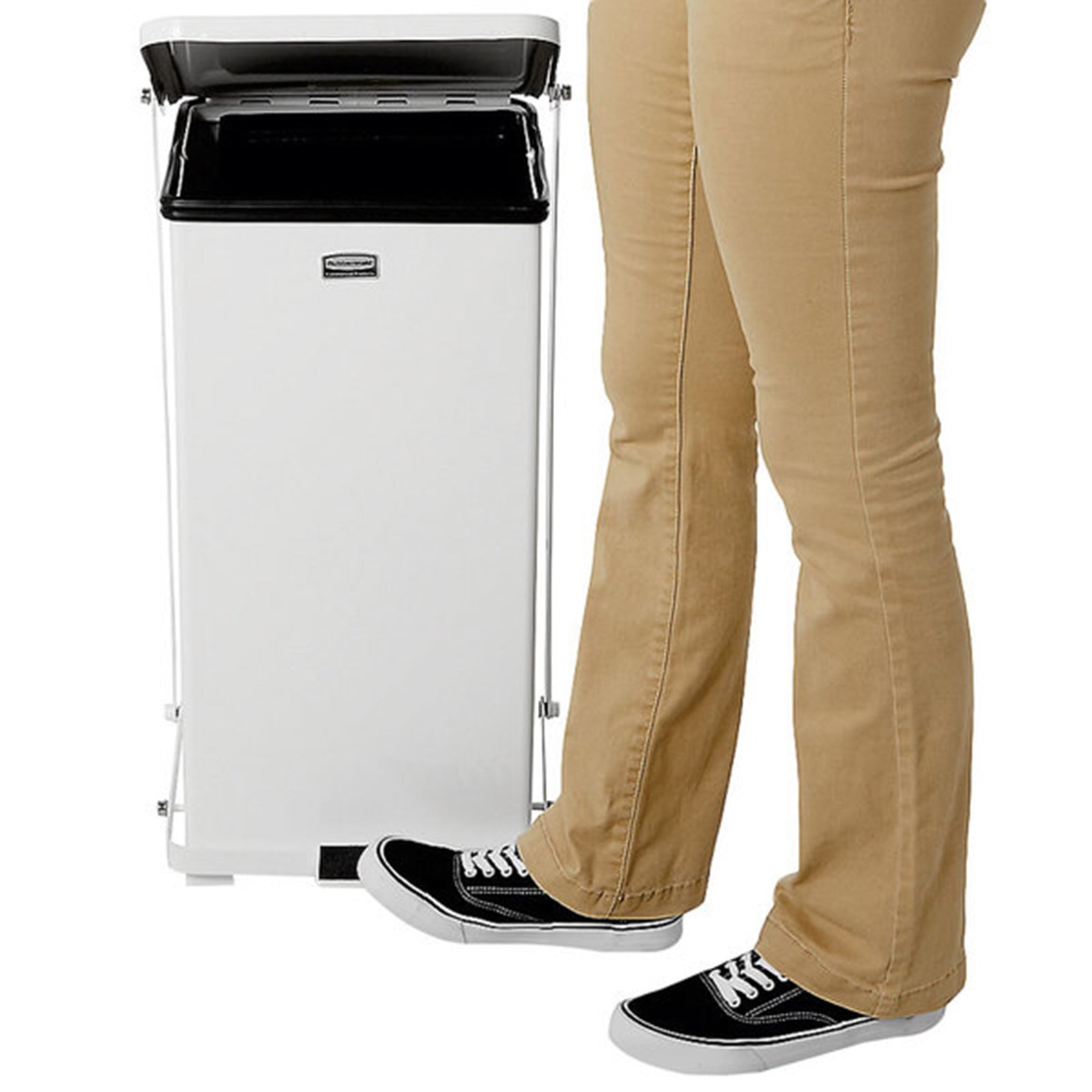 Rubbermaid Defenders 48 Quart White Steel Square Trash Can
