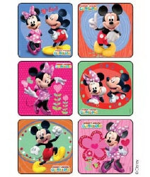 Disney Mickey and Minnie Mouse Glitter Stickers 2-1/2 Inch Roll of 90