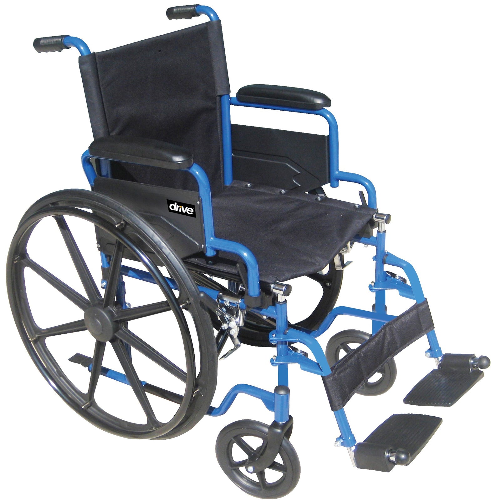 drive™ Blue Streak Wheelchair with Desk Length Arms and Swing-Away Footrest - 16 Inch Seat Width