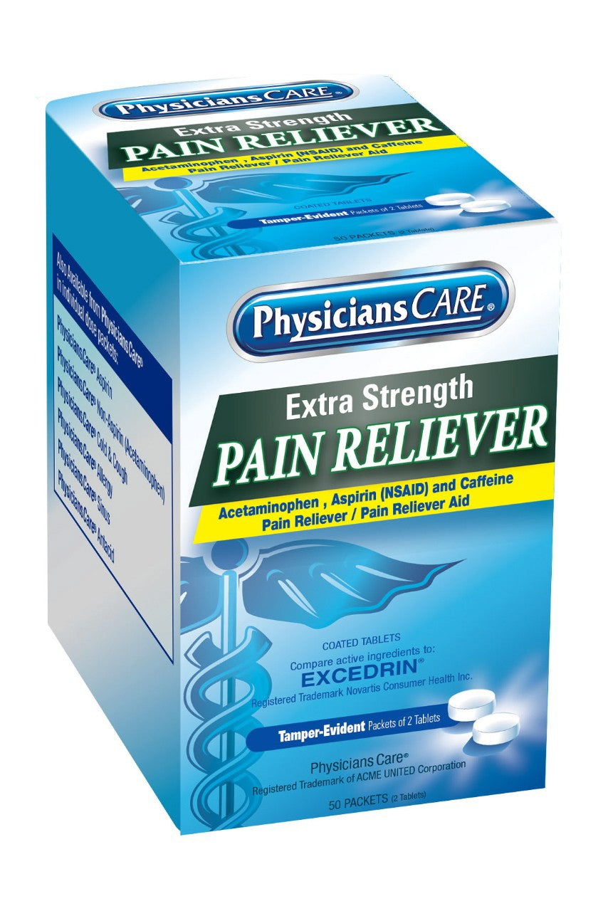 Acme United Pain Reliever, 250 mg Tablets, 50/Box