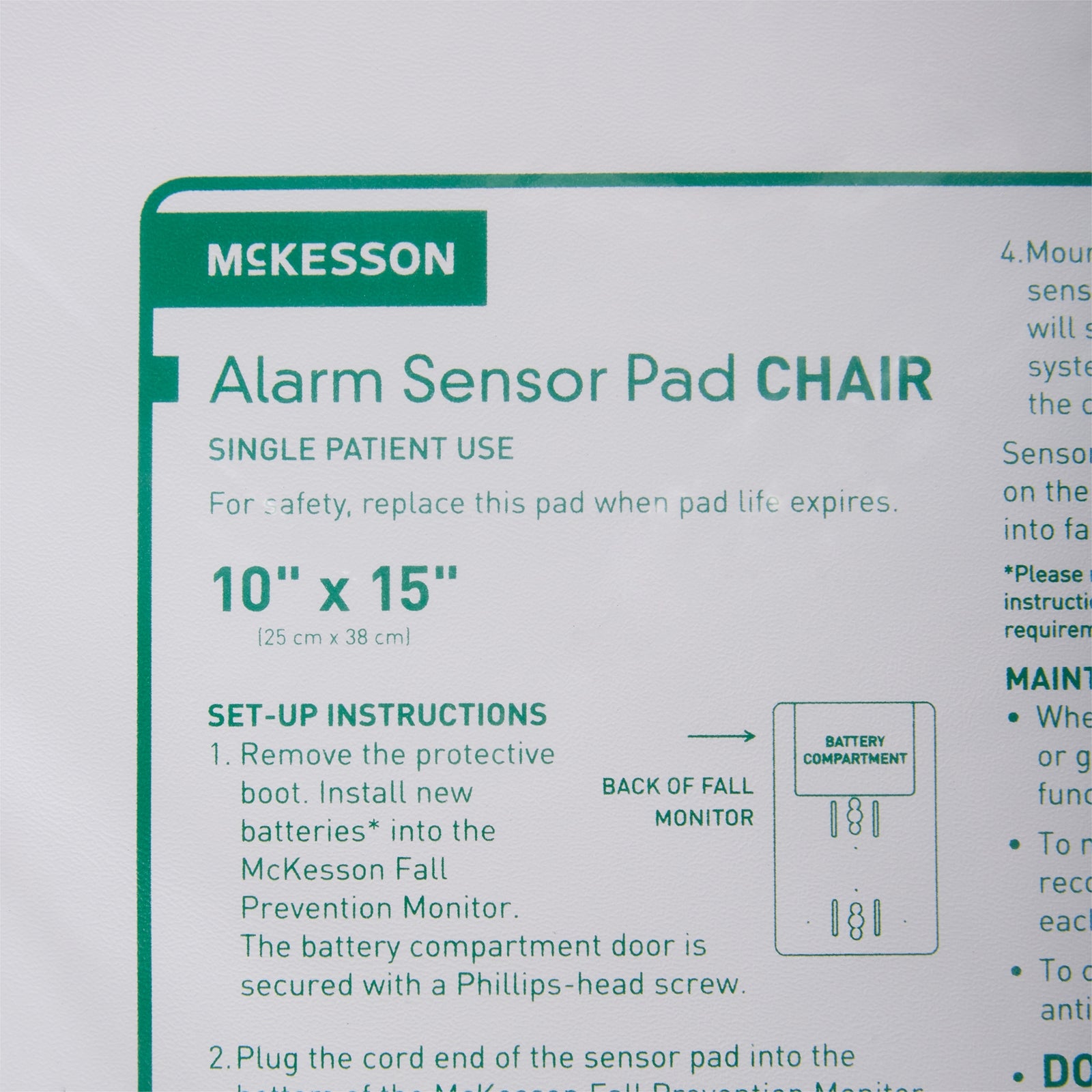 McKesson MedSurg Alarm Sensor Pad, Chair, 10 X 15 Inch