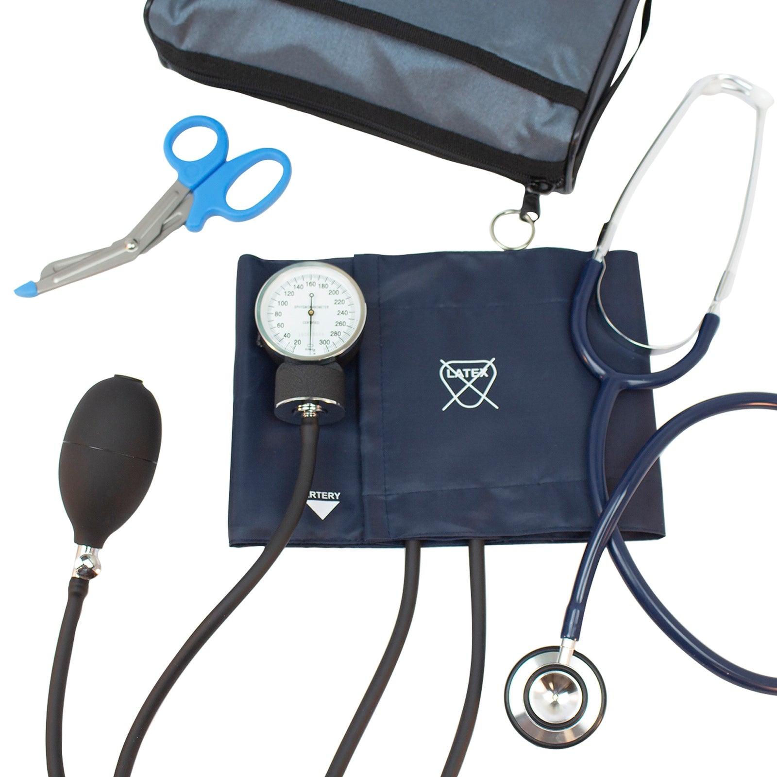 Adult Blue Aneroid Stethoscope Set with 23-33cm Cuff