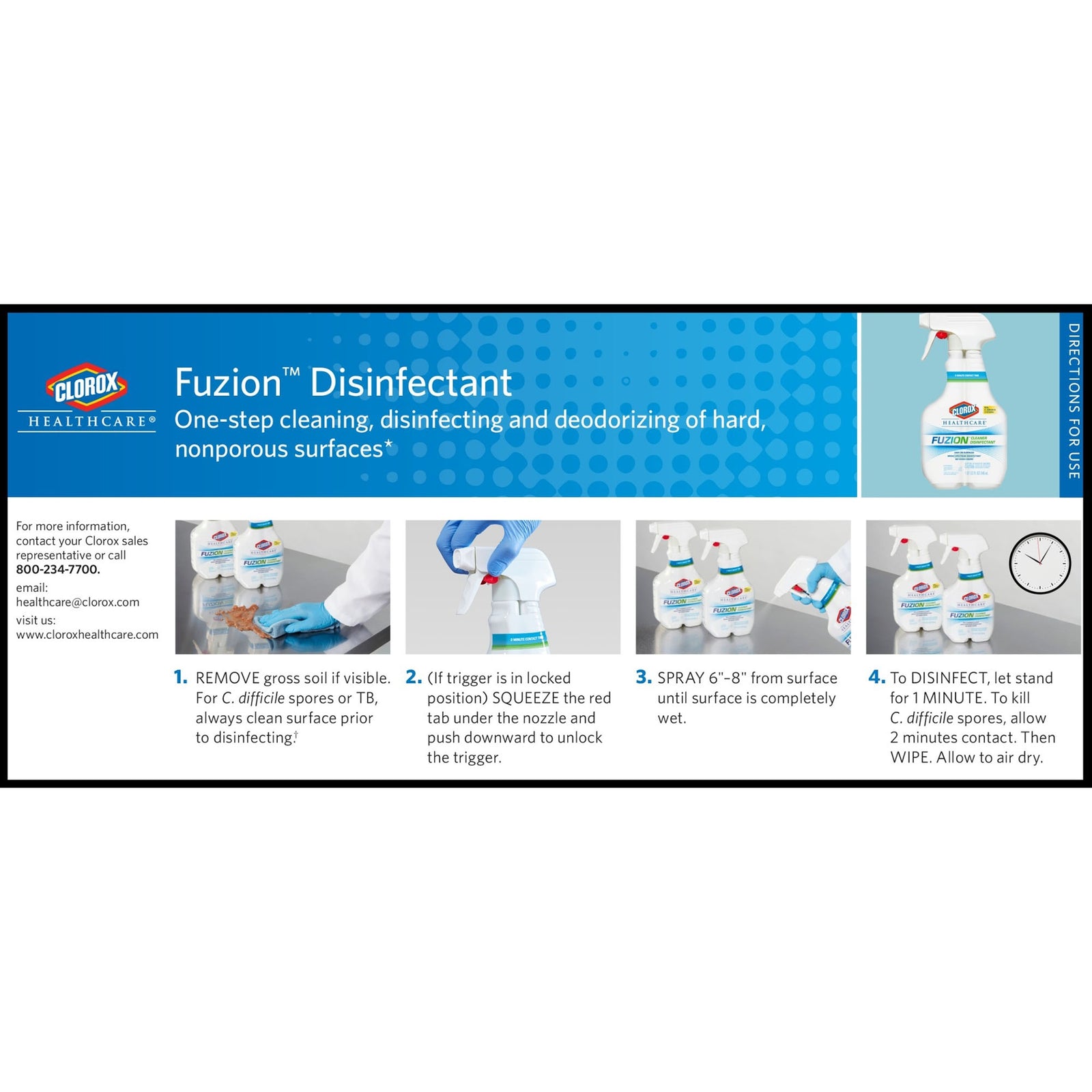 Clorox Healthcare Fuzion Broad Spectrum Surface Disinfectant Cleaner Trigger Spray