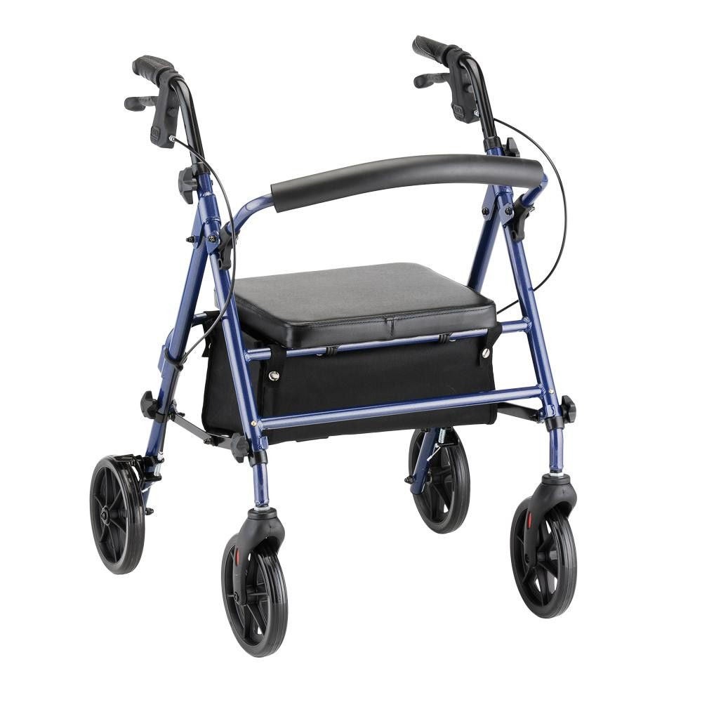 NOVA 4-Wheel Walker with Seat and Brakes, Blue