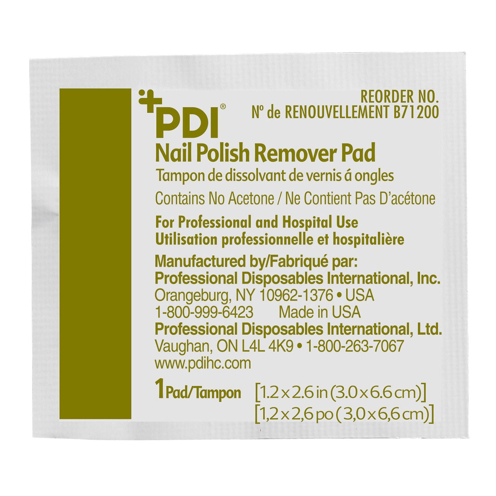 PDI Nail Polish Remover Pads, No Acetone, 1.2 x 2.6 Inch