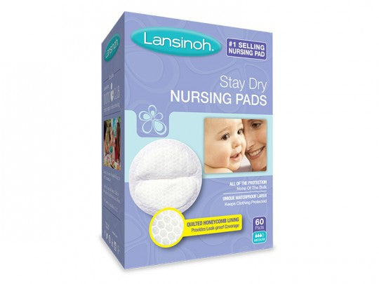 Lansinoh Stay Dry Nursing Pads, One Size Fits Most, Box of 60