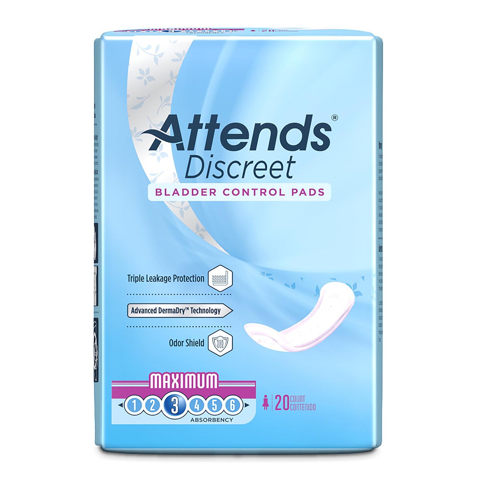 Attends Discreet Maximum Bladder Control Pad - 13 Inch Length