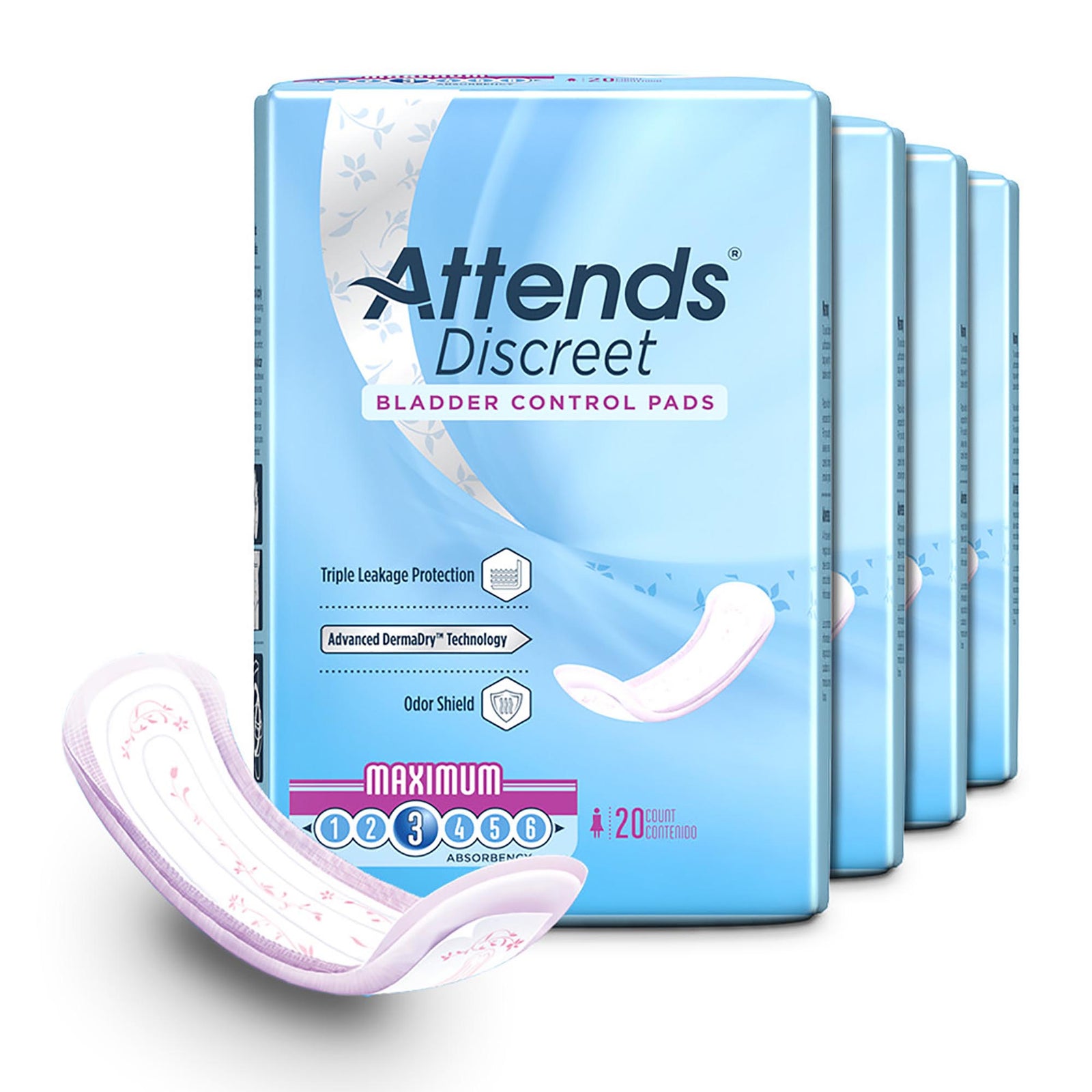 Attends Discreet Maximum Bladder Control Pad - 13 Inch Length