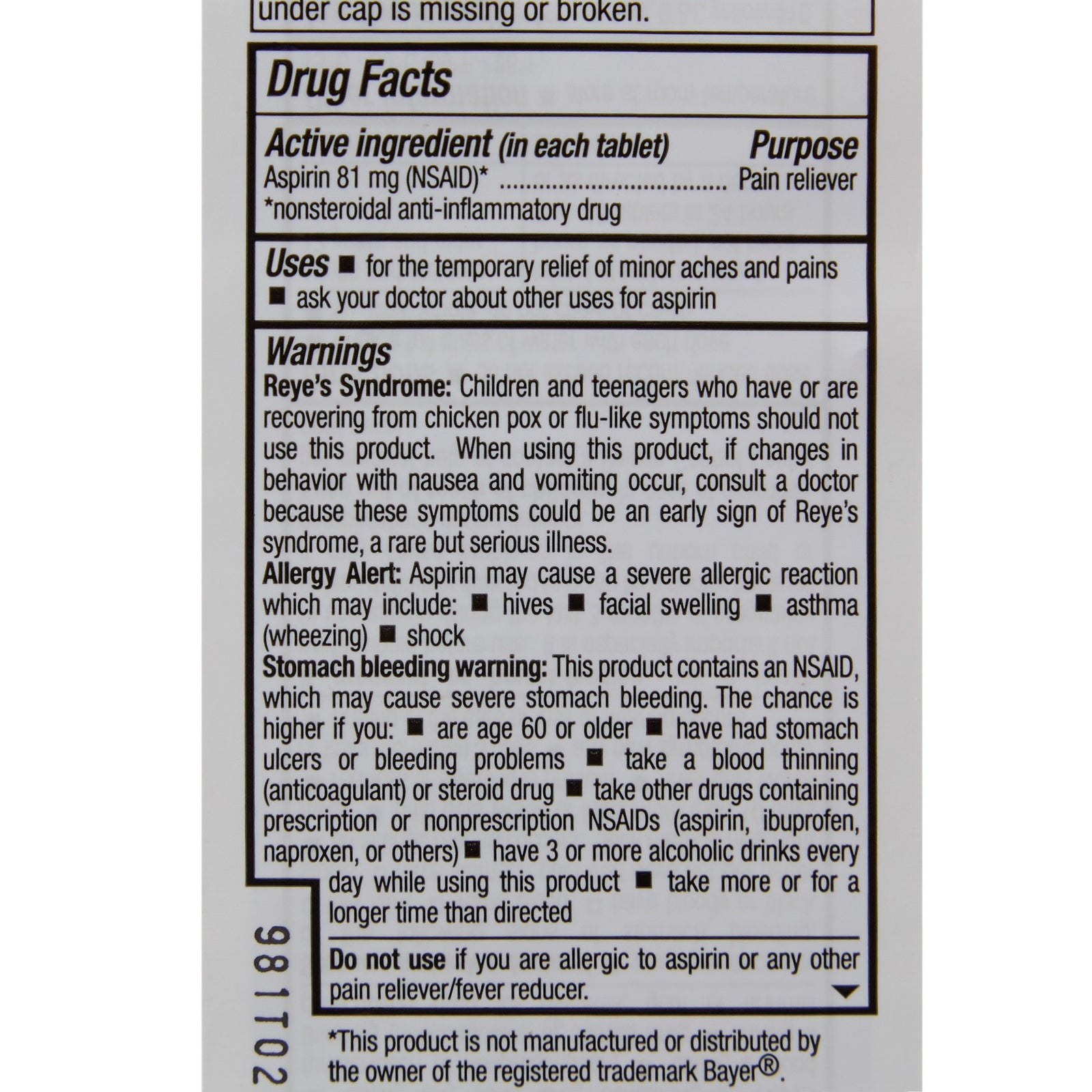 HEALTH STAR® 81 mg Strength Aspirin Tablets