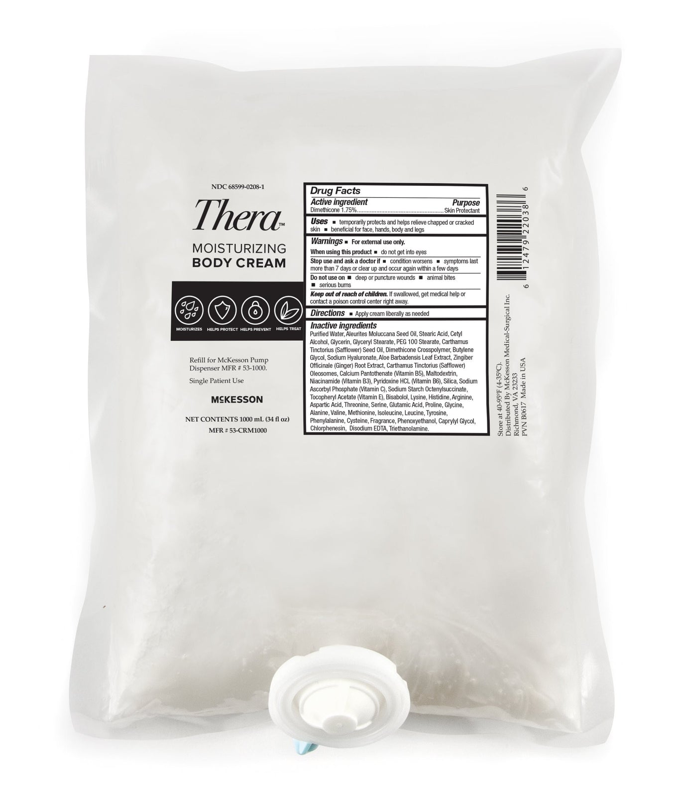 McKesson Thera Moist Body Cream Refill, 1000 mL