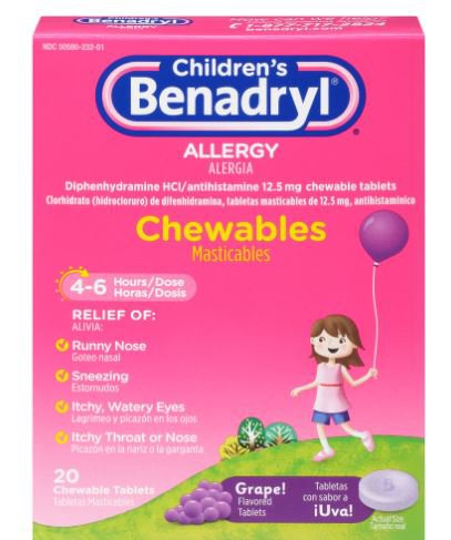 Children's Benadryl® 12.5 mg Chewable Tablets