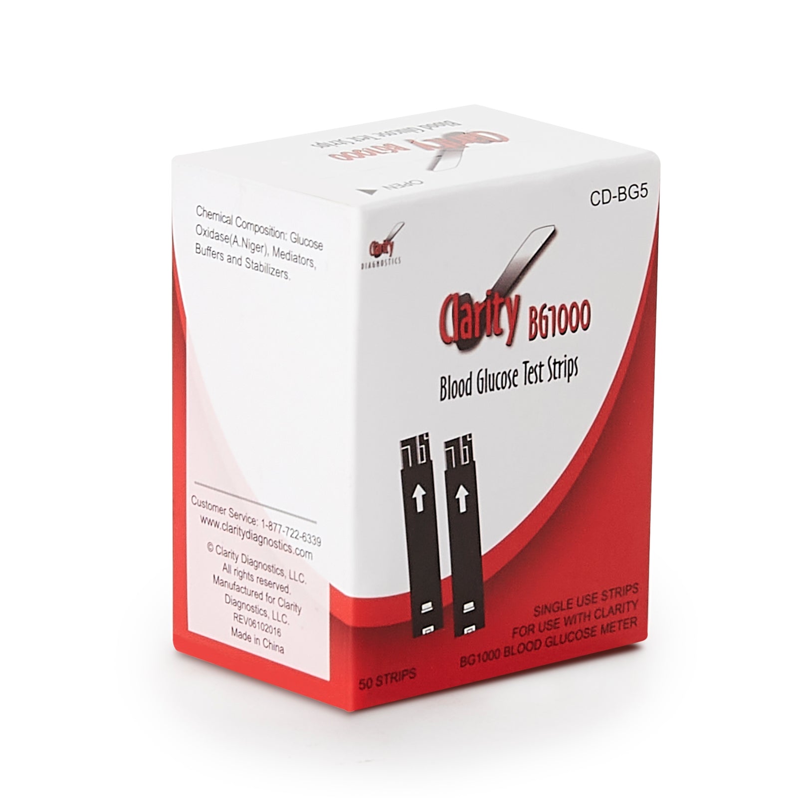 Clarity BG1000 Blood Glucose Test Strips - 50 Strips