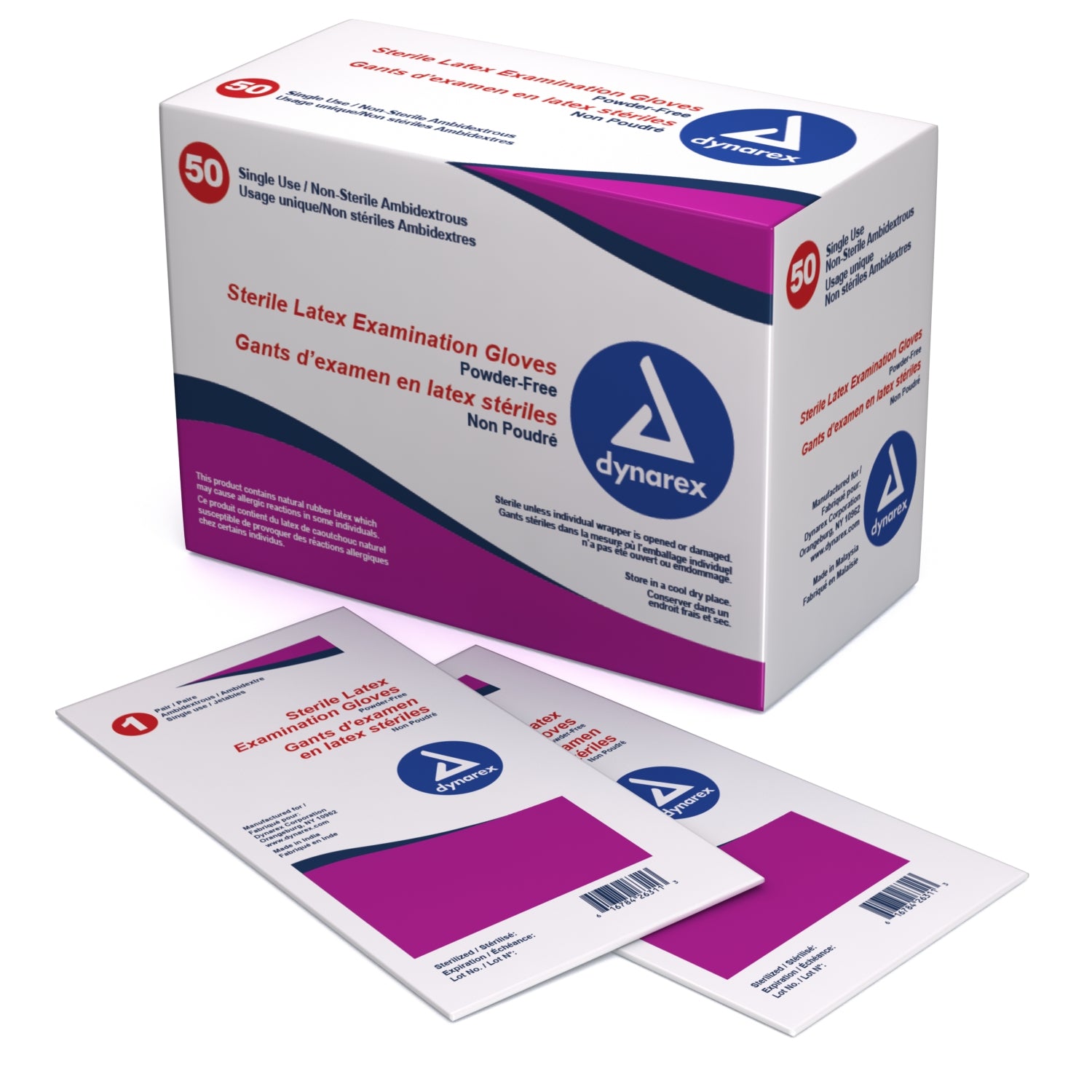 Dynarex Sterile Latex Exam Gloves - Medium
