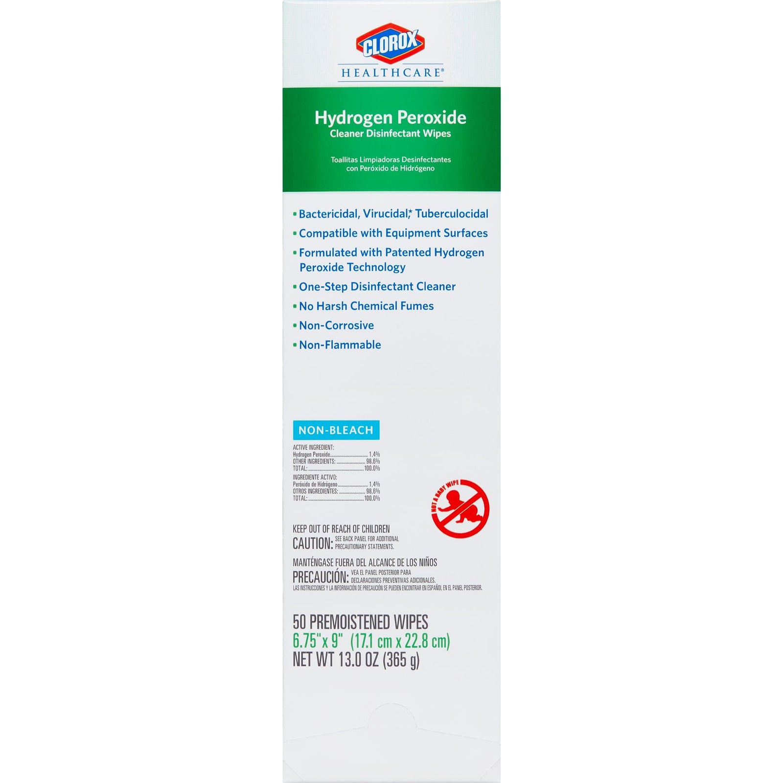 Clorox Healthcare Hydrogen Peroxide Cleaner Disinfectant Wipes, 50 Count