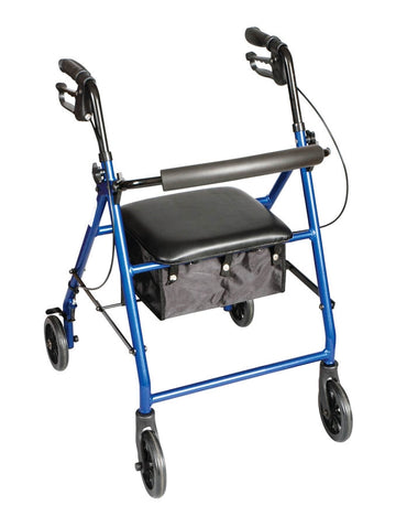 Carex Classics Blue 4-Wheel Rollator with Adjustable Height