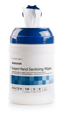 McKesson Hand Sanitizing Wipes, 135 Count, 6 x 7.5 Inch