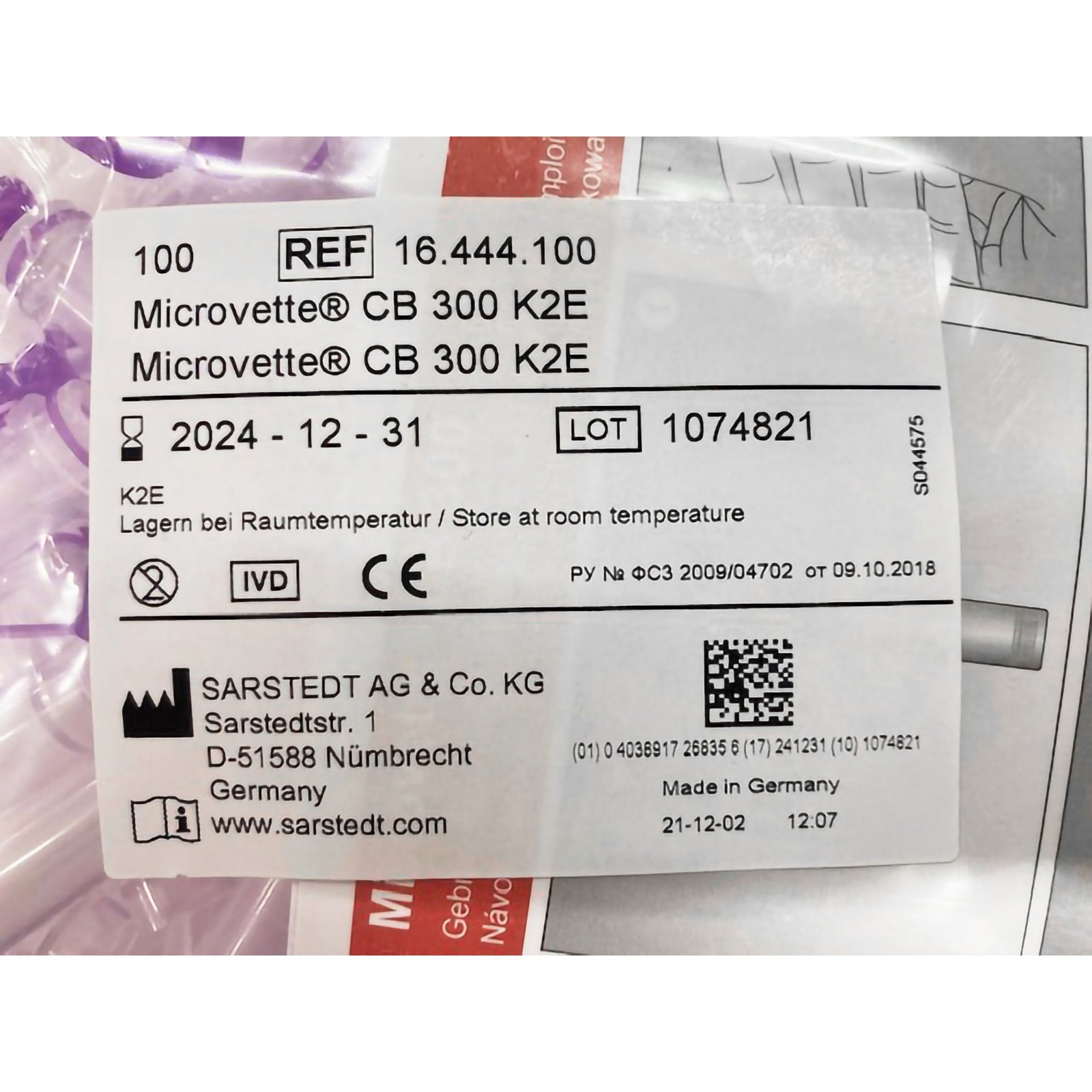 Microvette Capillary Blood Collection Tubes with K3 EDTA