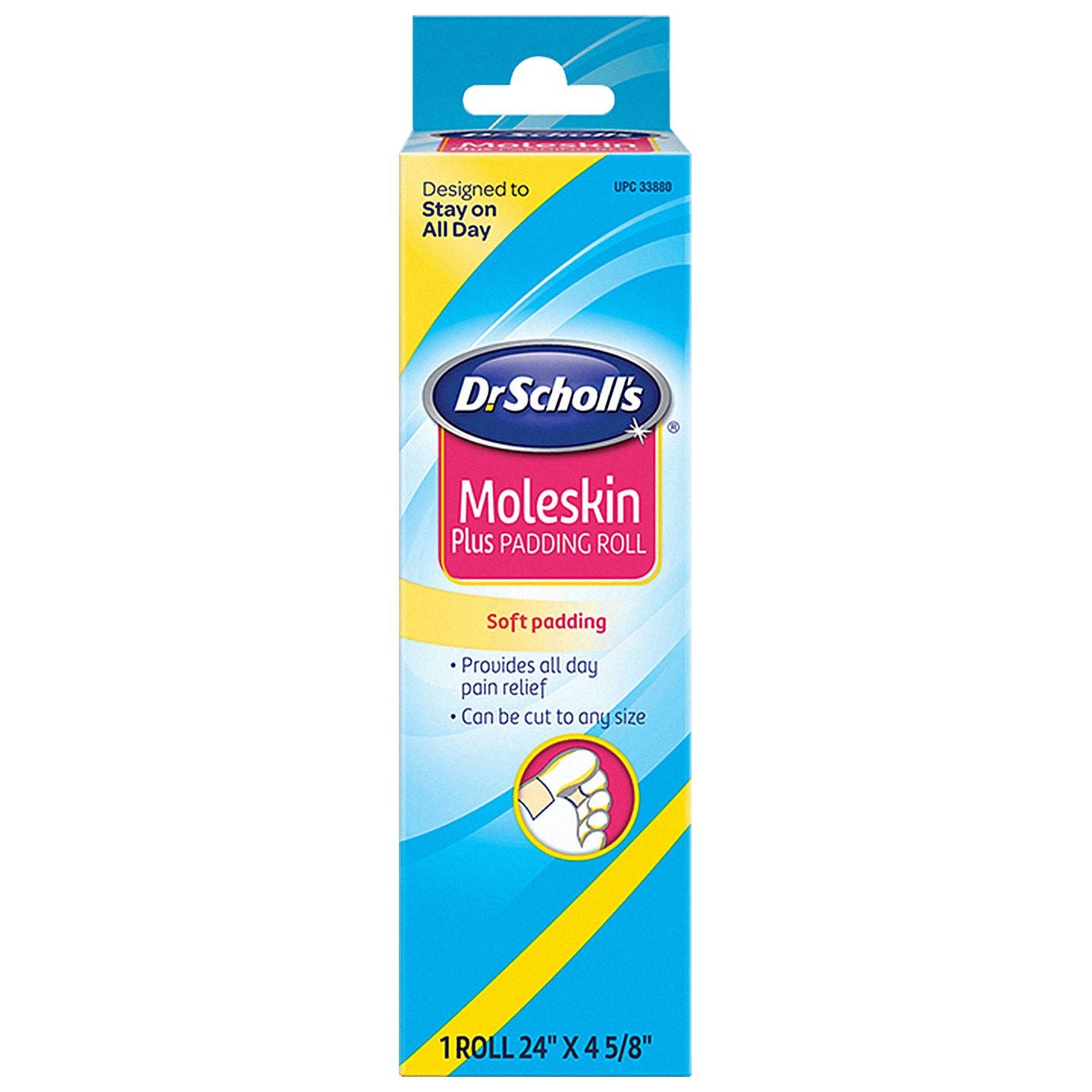 Dr. Scholl's Moleskin Plus Padding Roll, 24 x 4 5/8 Inches