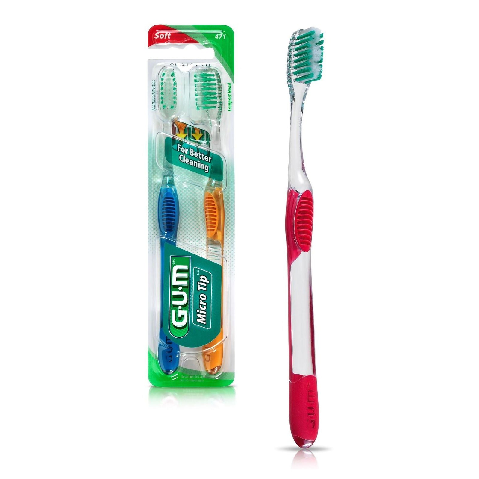 GUM Micro Tip Soft Toothbrush, Pack of 2