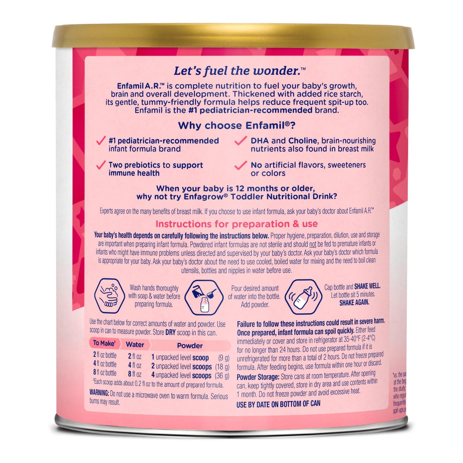 Enfamil A.R. Infant Formula Powder with Added Rice, 12.9 oz Can