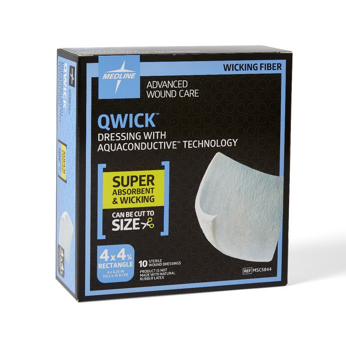 Medline Qwick Super Absorbent Dressing 4 x 4-1/2 Inch Square