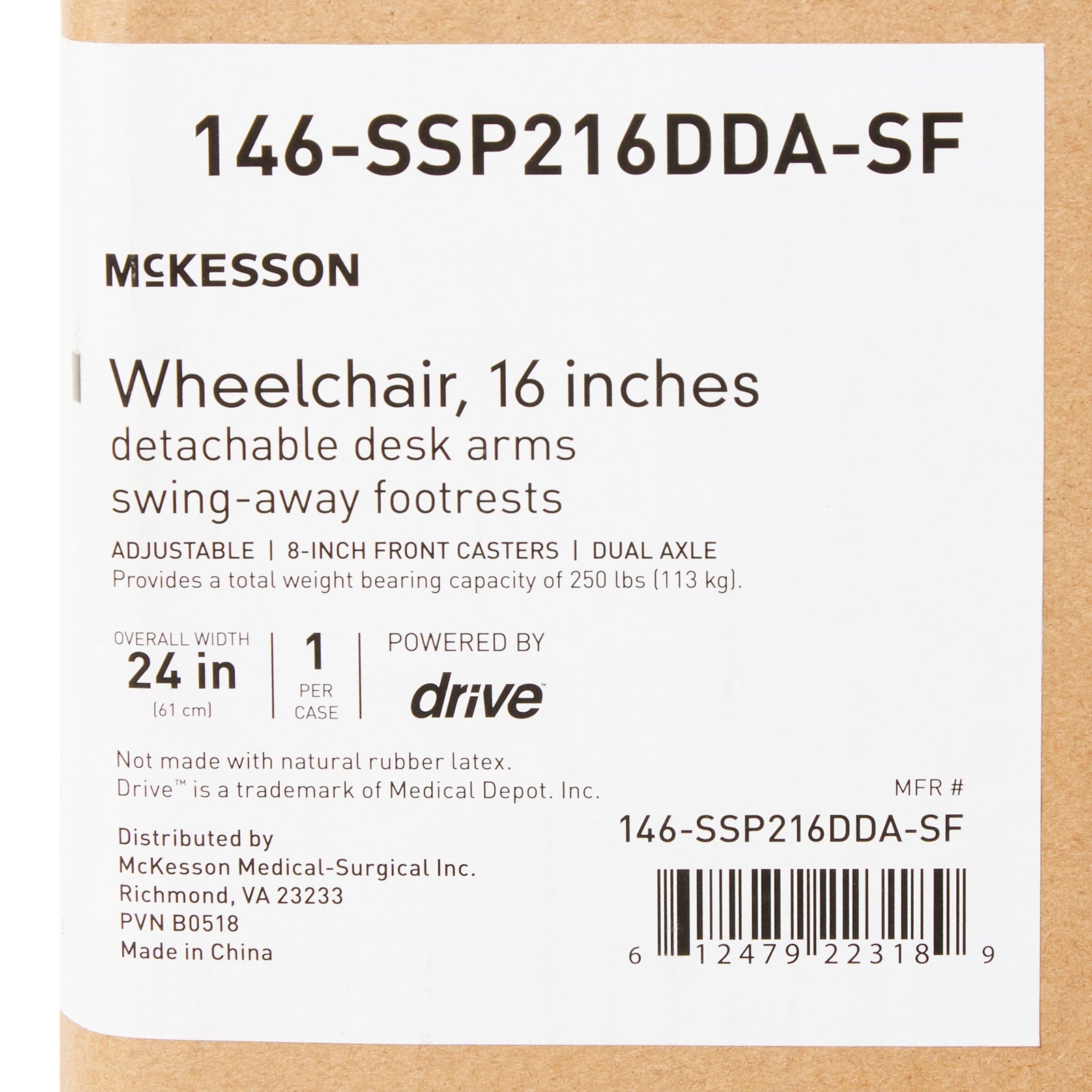 McKesson MedSurg Standard Wheelchair with Swing-Away Footrests