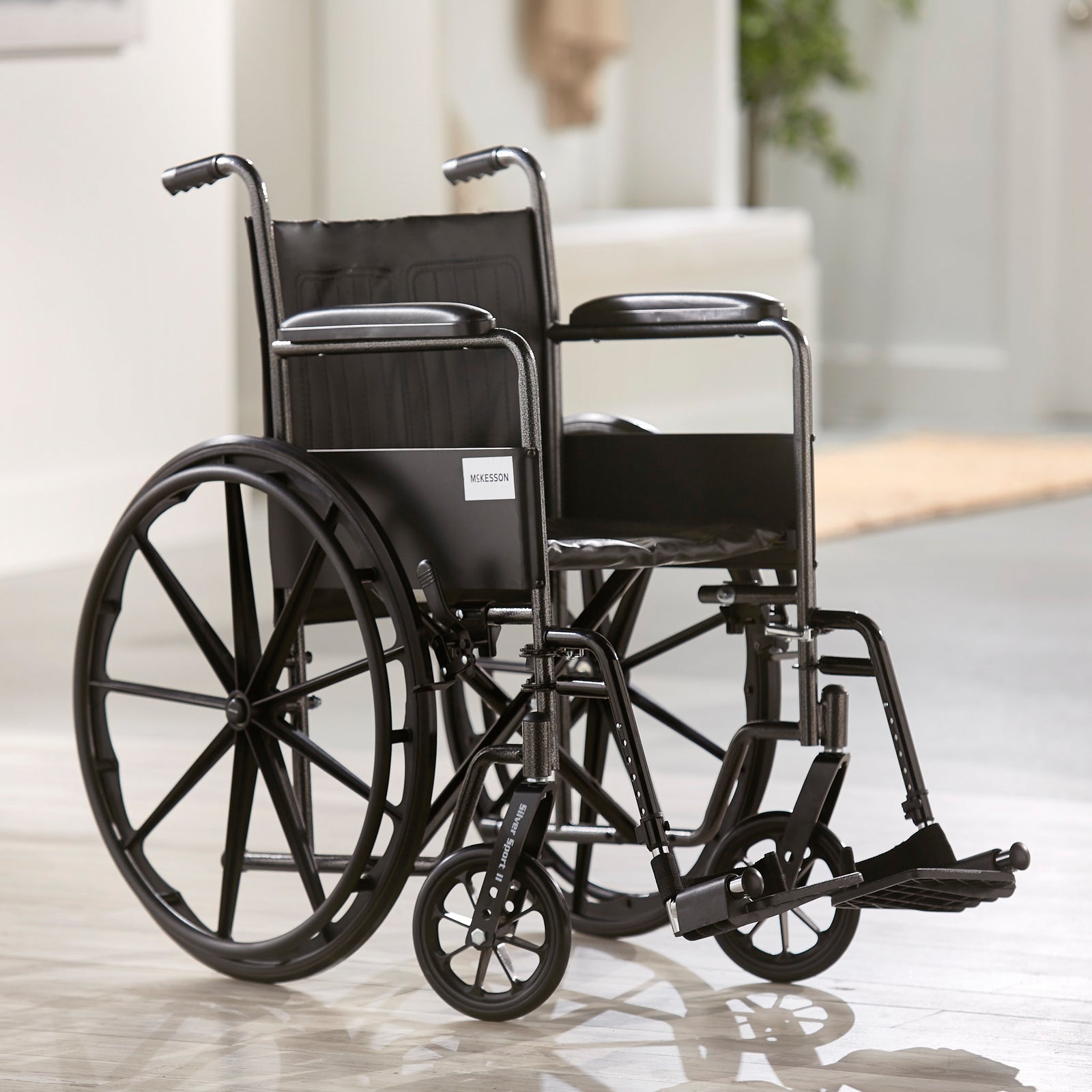 McKesson Standard Wheelchair with Swing-Away Footrests - 18 Inch Seat Width