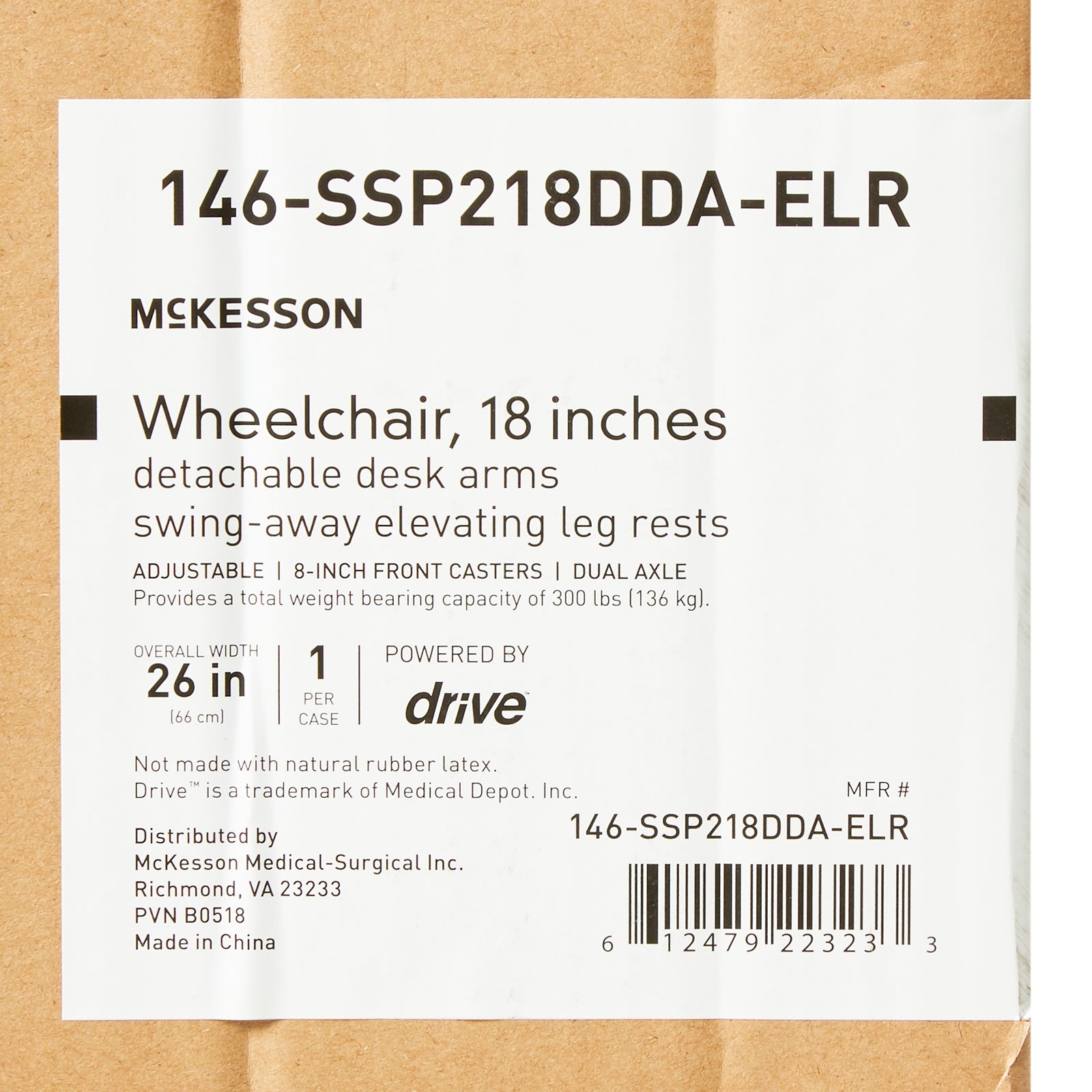 McKesson MedSurg Standard Wheelchair with Swing-Away Elevating Legrests