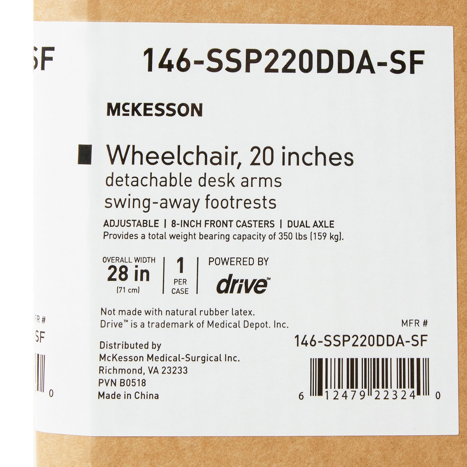 McKesson MedSurg Standard Wheelchair with Swing-Away Footrests