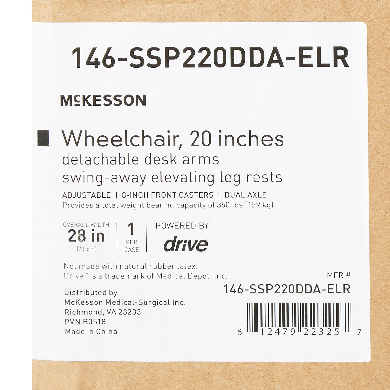 McKesson MedSurg Standard Wheelchair with Swing-Away Elevating Legrests