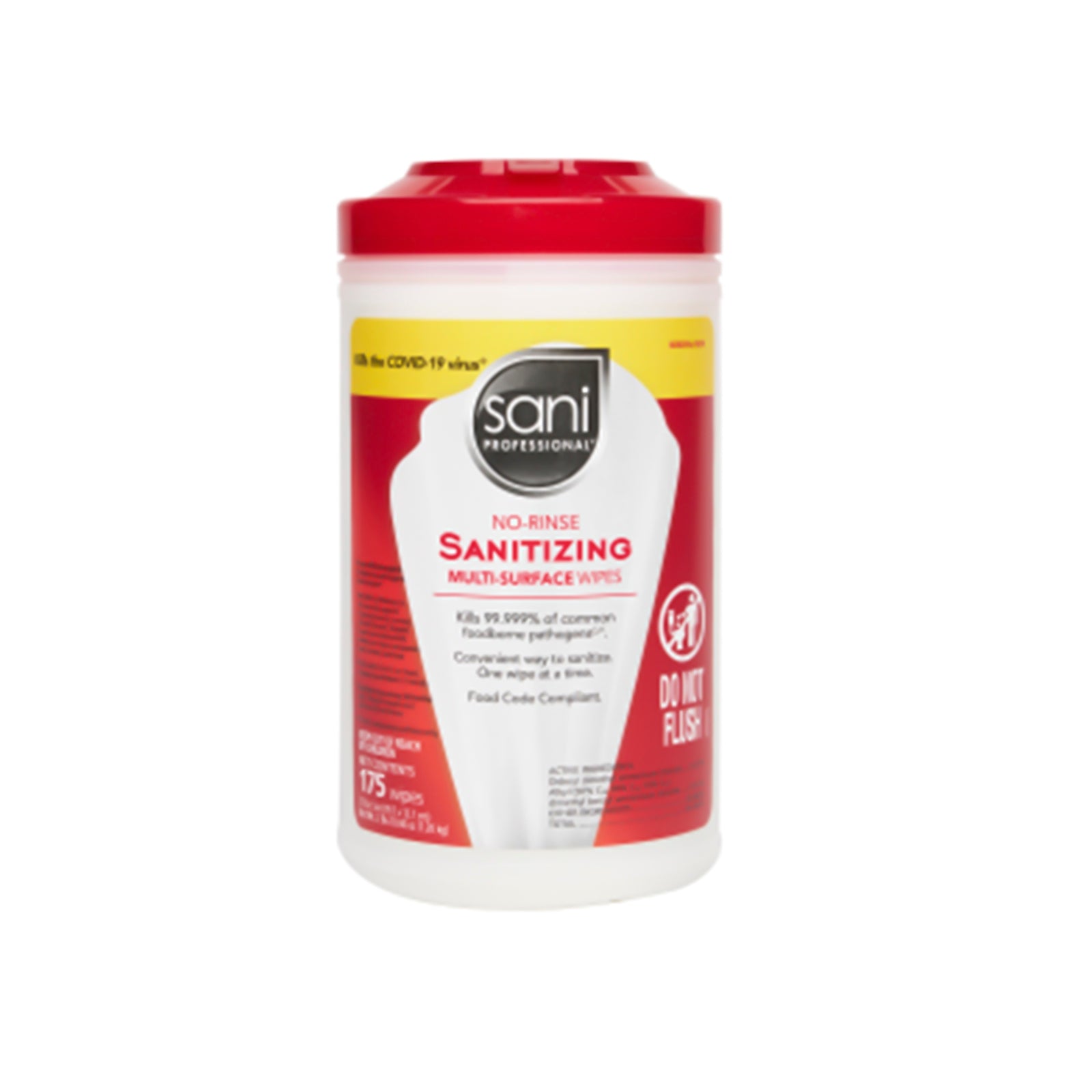 Sani Professional No-Rinse Sanitizing Multi-Surface Premoistened Alcohol Wipes 175 Count Canister