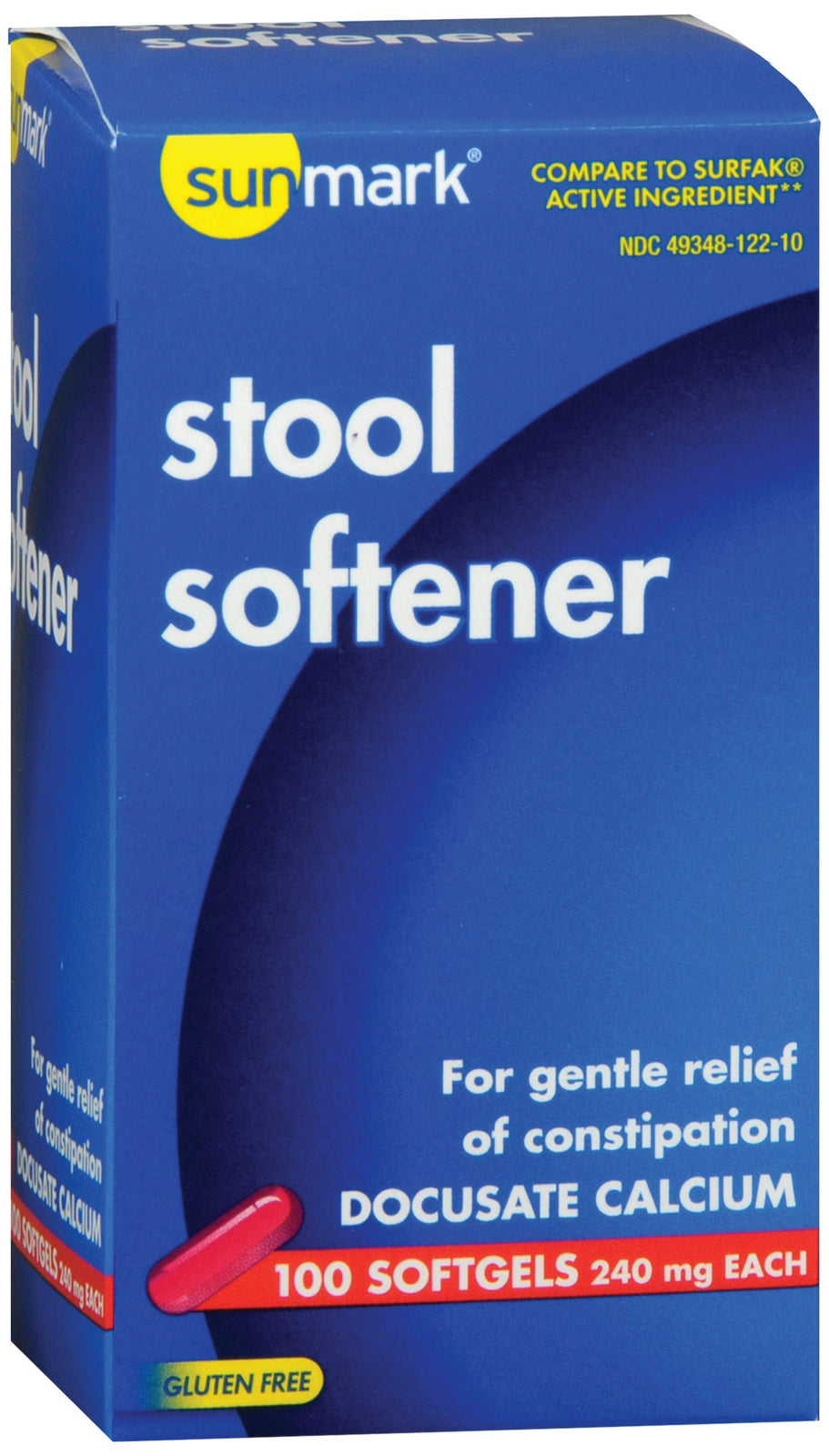 Sunmark Stool Softener Docusate Calcium 240 mg Softgels, 100 Count
