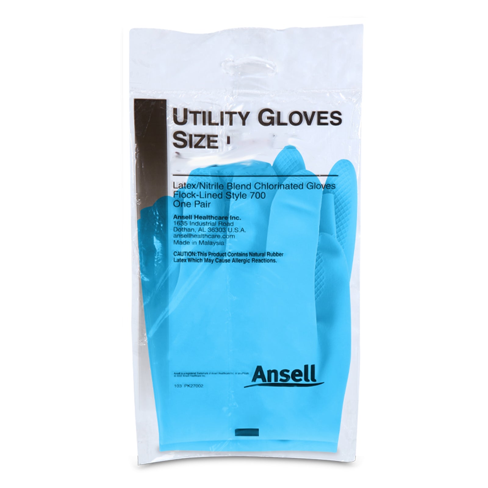 Ansell Utility Glove, Large, Blue, 13 Inch
