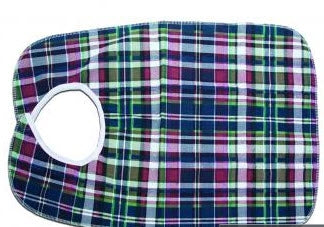 ALEX ORTHO Deluxe Reusable Vinyl-Back Bib, Blue/Green Plaid