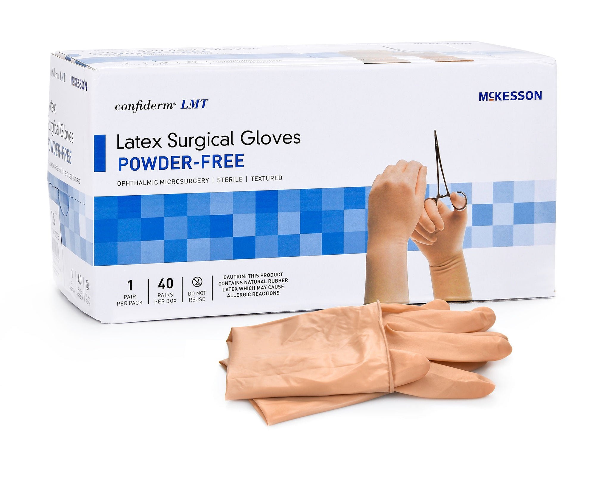 McKesson Confiderm Latex Surgical Gloves, Powder-Free, Textured, Sterile, Size 9