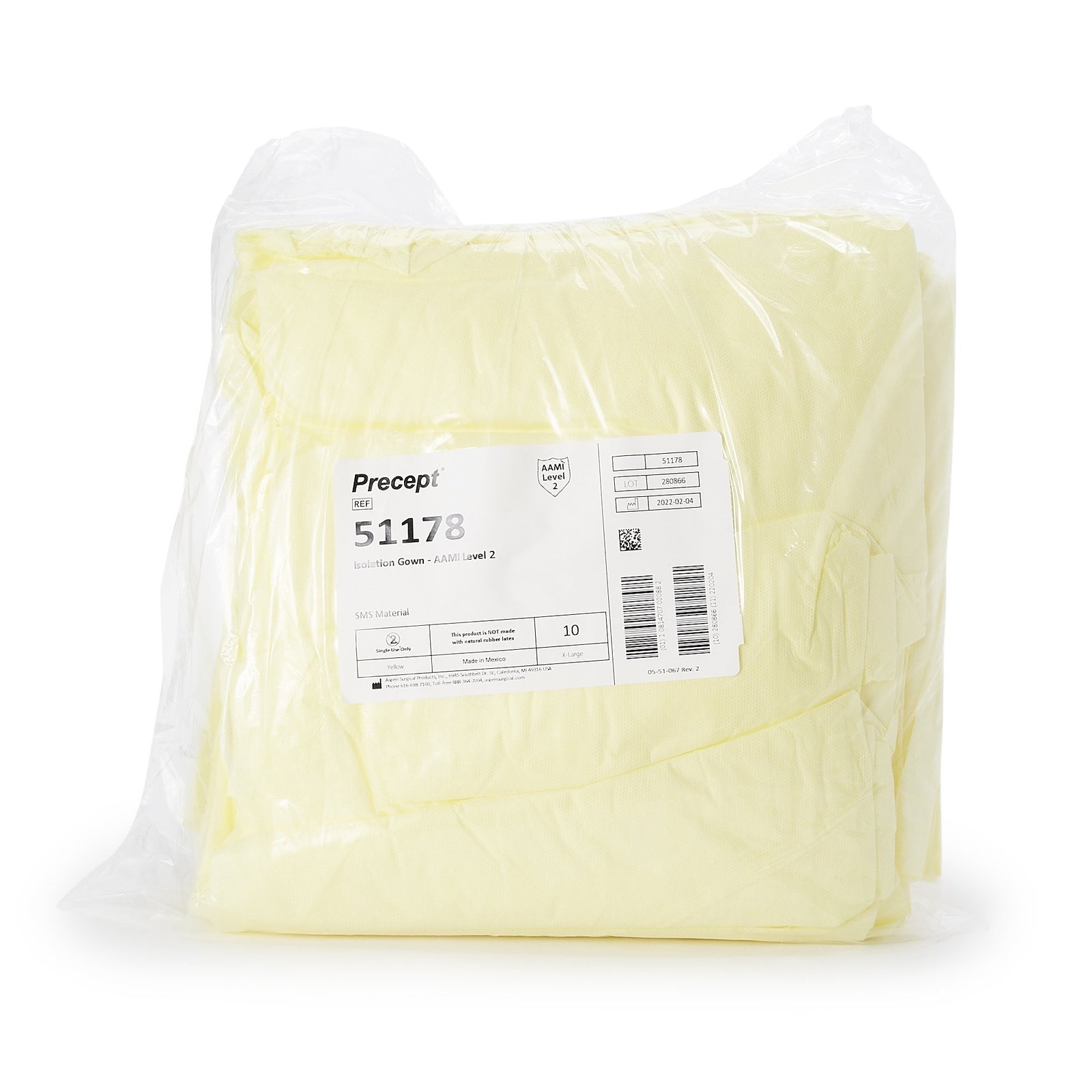 Precept® X-Large Yellow Protective Procedure Gown - AAMI Level 2