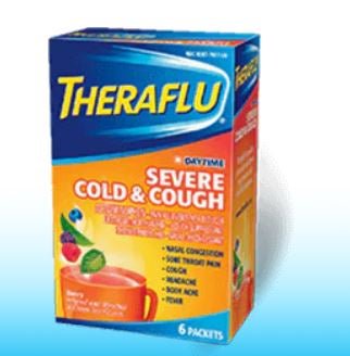 Theraflu Daytime Severe Cold & Cough Powder, Menthol Green Tea, Box of 6