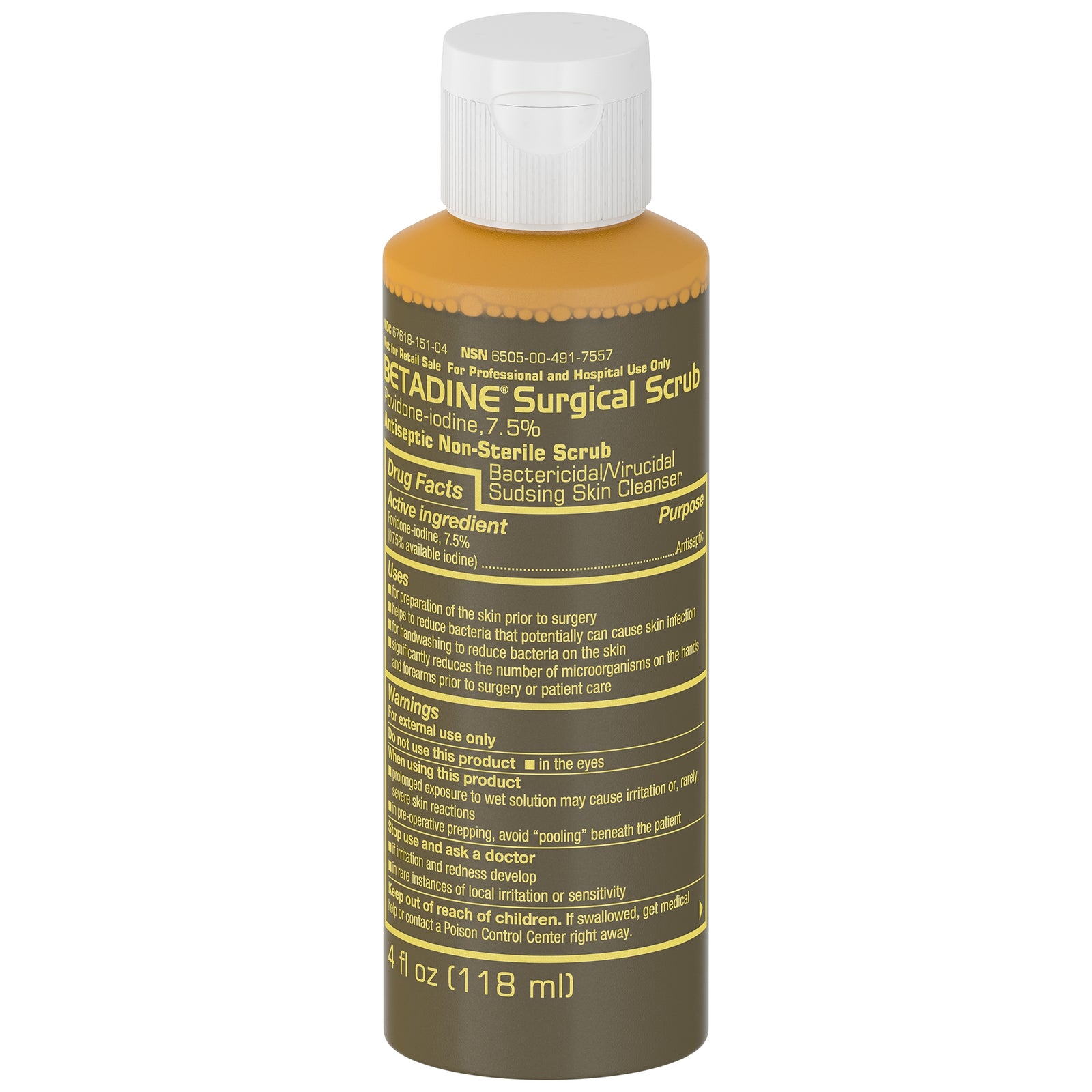 Betadine Surgical Scrub Solution, 7.5% Povidone-Iodine, 4 oz