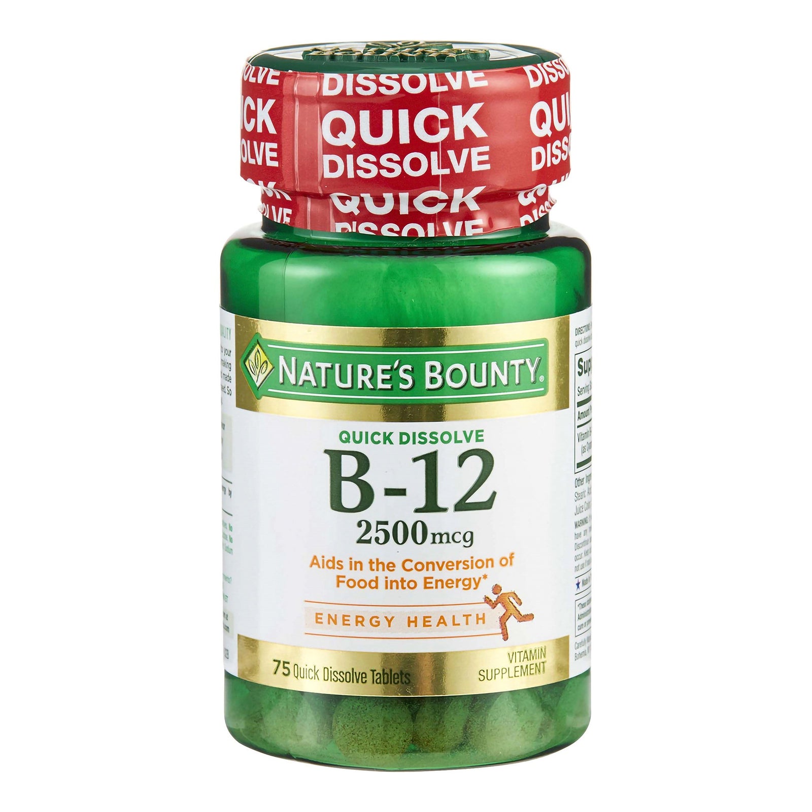 Nature's Bounty Vitamin B12 2,500 mcg Tablets, 75 per Bottle