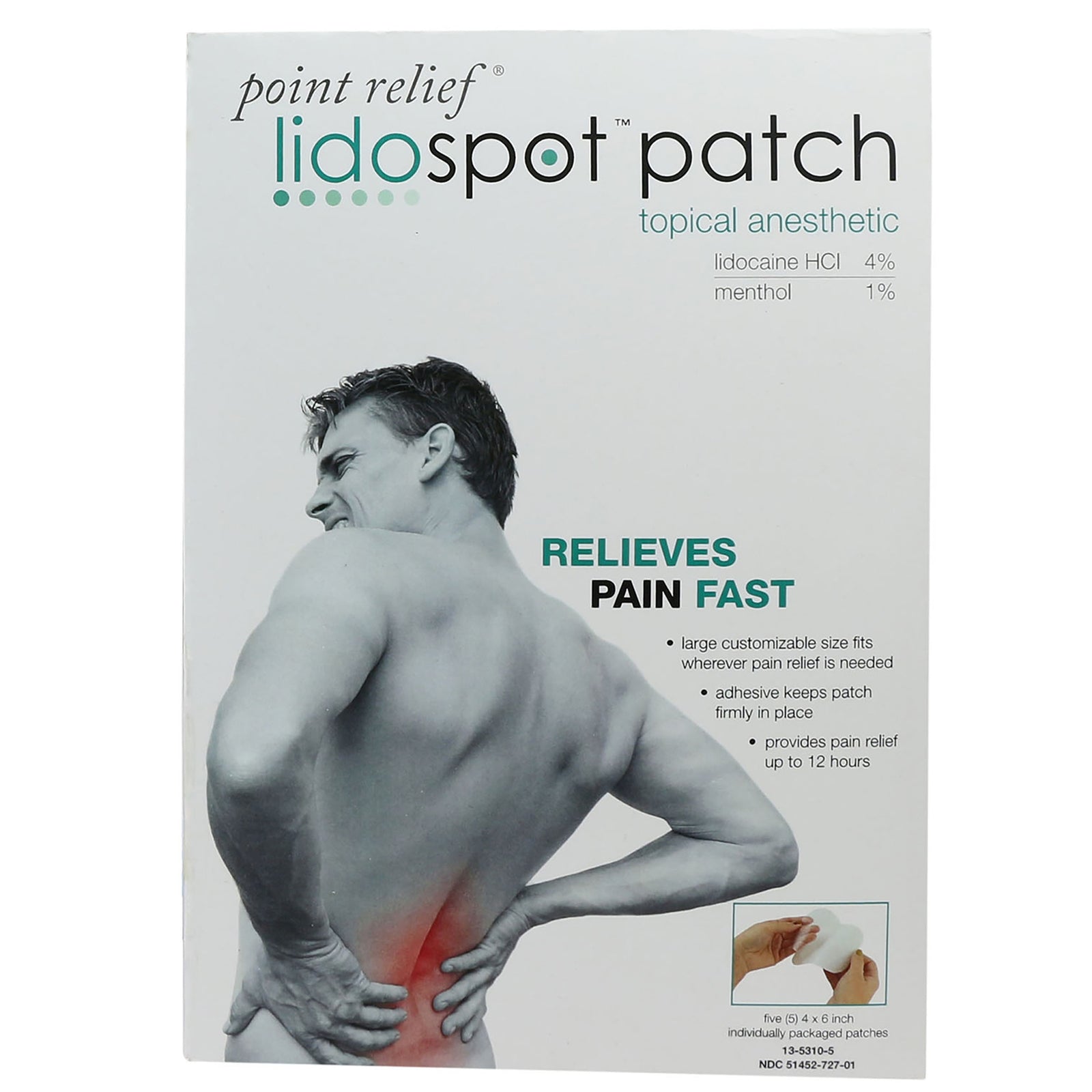 LidoSpot™ 4% - 1% Lidocaine/Menthol Pain Relief Patches, Box of 20