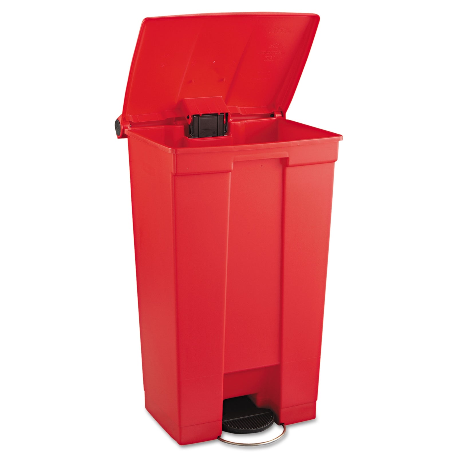 Rubbermaid 92 Quart Red Plastic Rectangular Trash Can