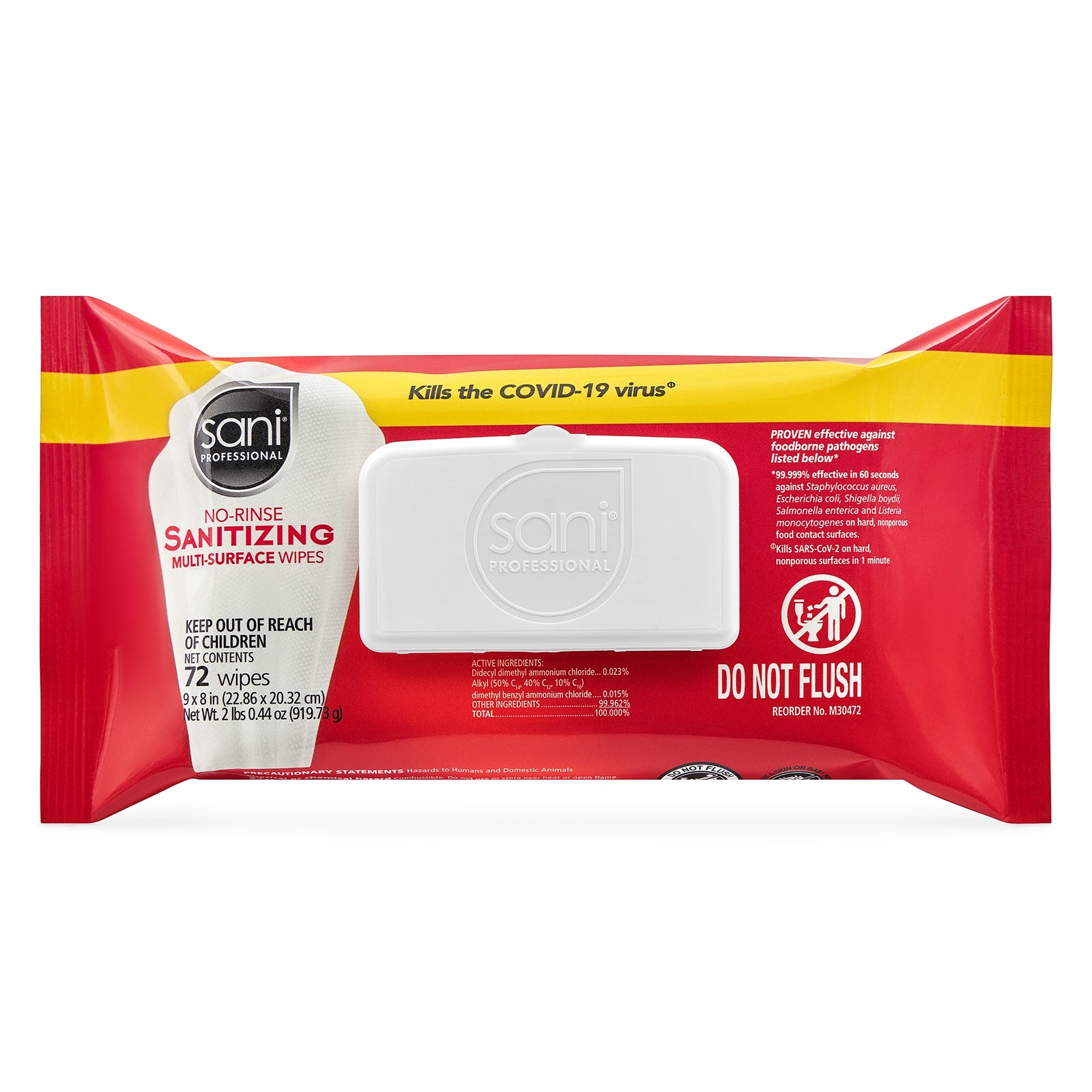 Sani Professional No-Rinse Sanitizing Multi-Surface Premoistened Alcohol Based Wipes