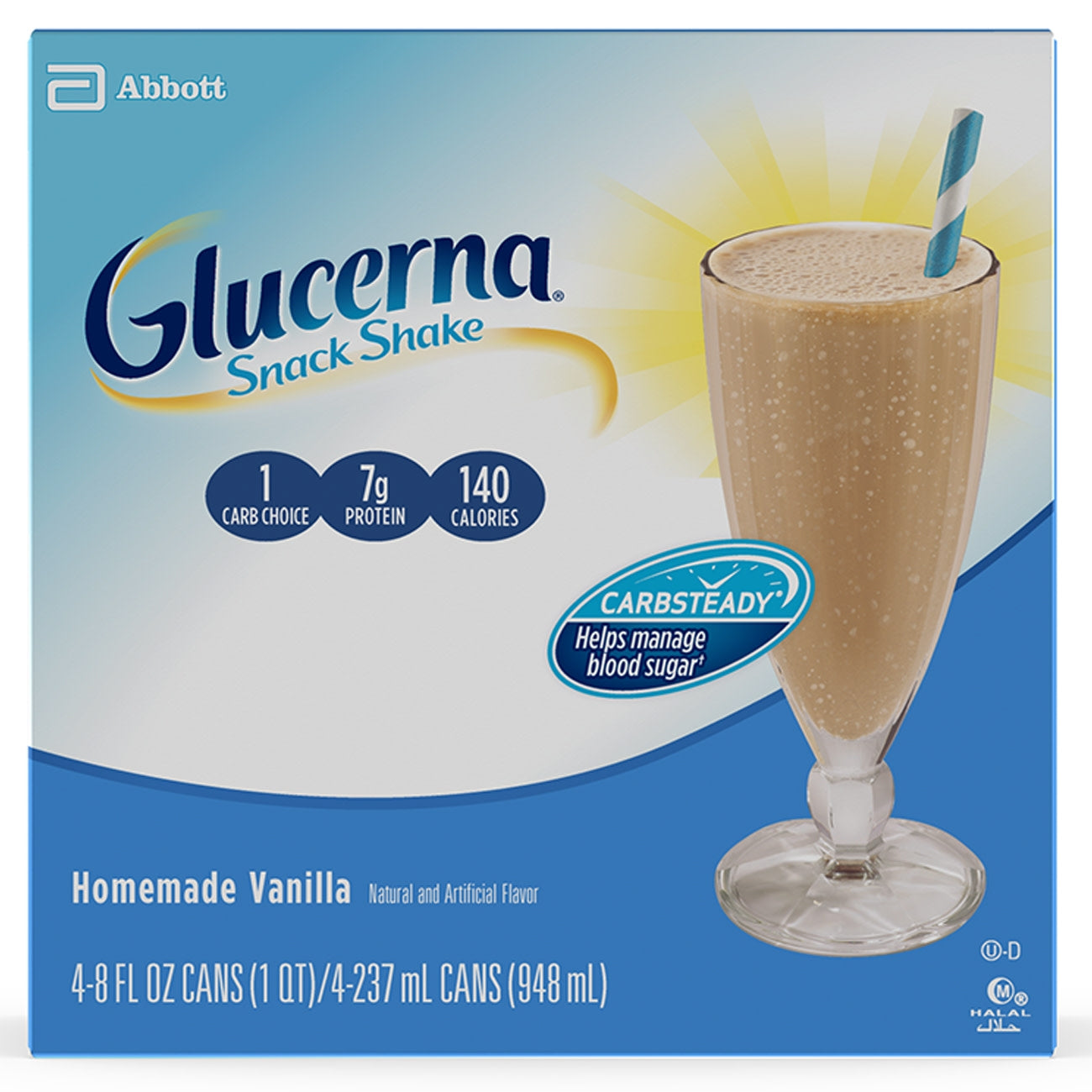 ABBOTT NUTRITION Glucerna Shake Snack, Vanilla, 8 oz