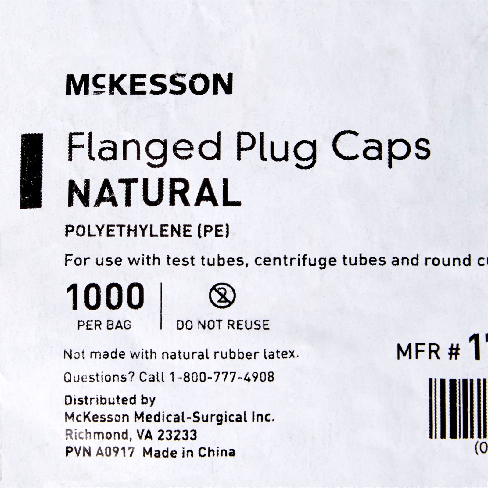 McKesson Polyethylene Tube Closure 12 mm Diameter
